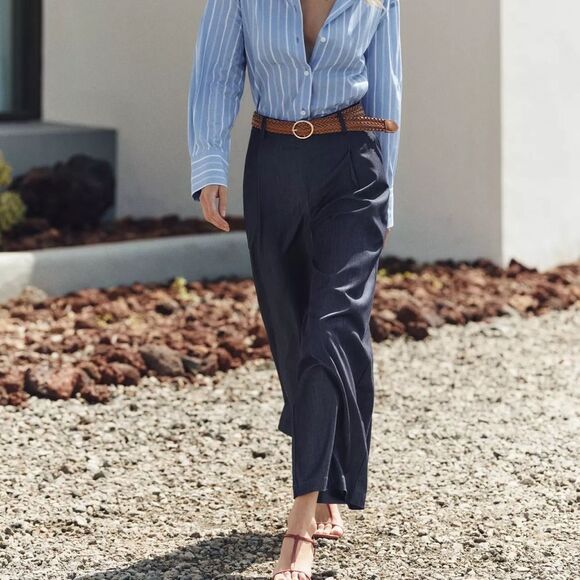 ZARA WIDE LEG BELTED PANTS - Picture 2 of 8